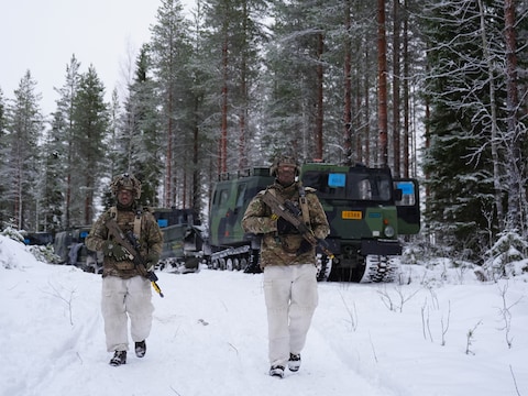 Britse soldaten bij een Navo-oefening bij de Finse grens.